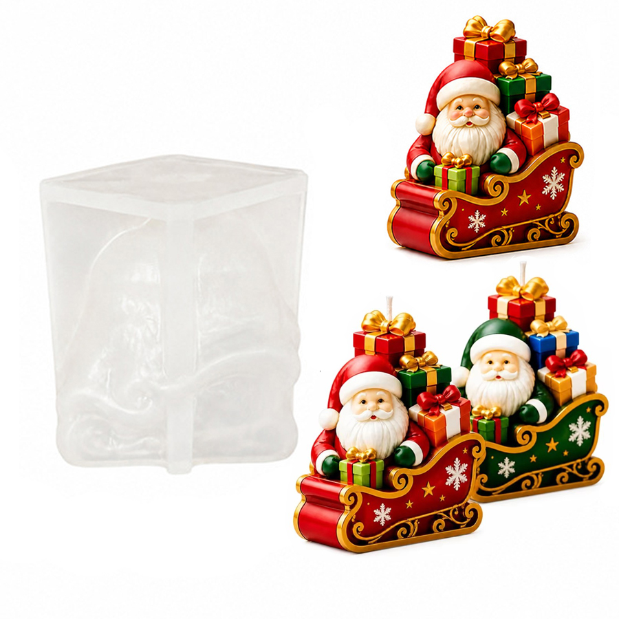 Candle Containers - Sled Santa Claus and Gift Box