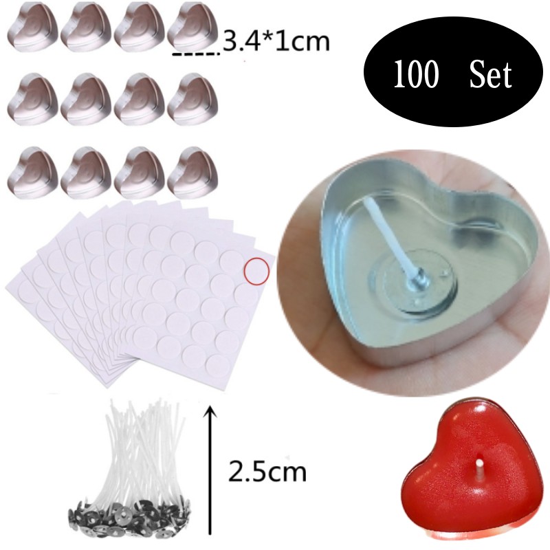 100 Sets Heart shaped Empty Al - đánh giá và giá Candle Containers