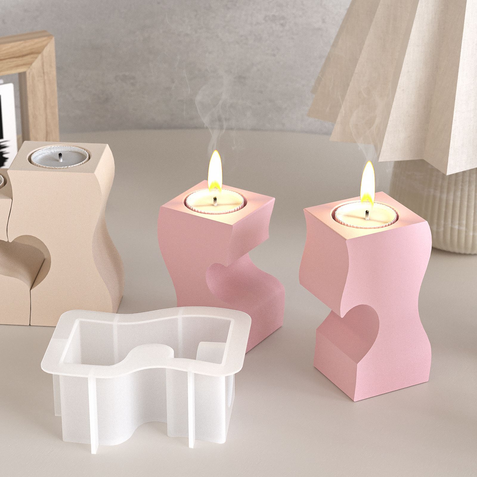 S Heart Candlestick Silicone M - đánh giá và giá Candle Molds