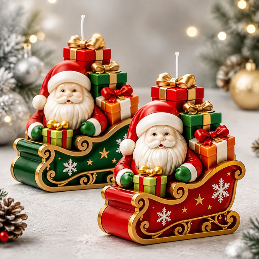 Sled Santa Claus and Gift Box  - đánh giá và giá Candle Containers