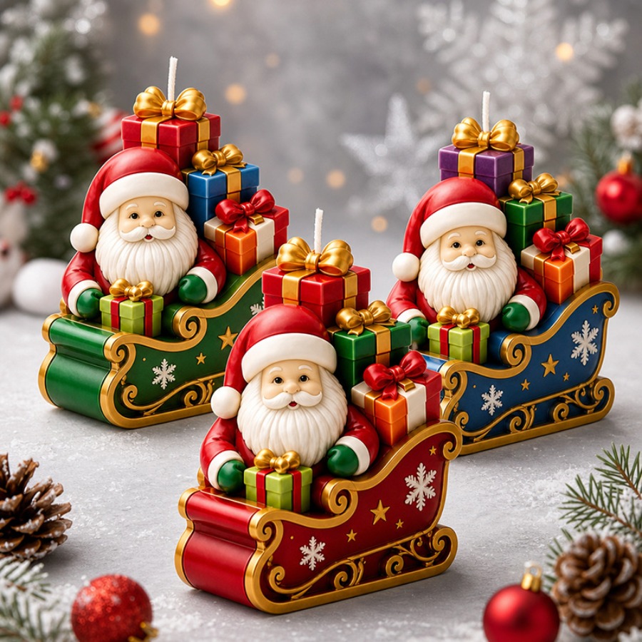 Sled Santa Claus and Gift Box  - đánh giá và giá Candle Containers